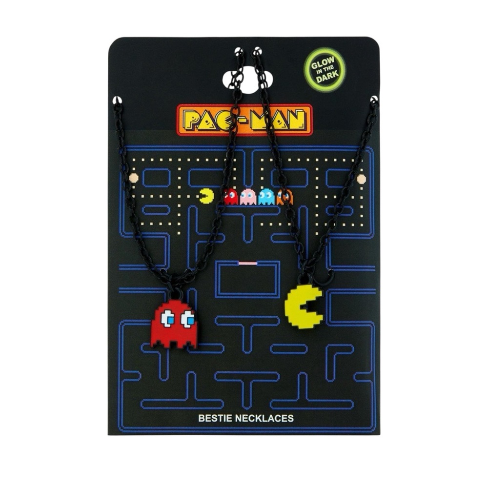 NEW Pac-Man Ghost Glow In The Dark Best Friend Necklaces Set